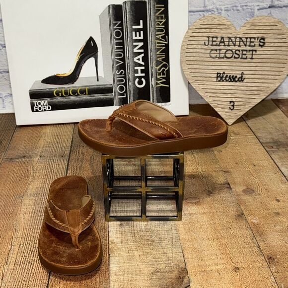 Men's Sanuk Cosmic Yoga Mat LX Saddle Tan Casual Flip Flop Sandals size 9 - Picture 1 of 14